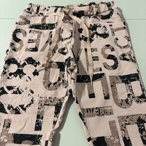 Text Print‎ Jogger Pants Drawstring Waist Casual Comfy Athleisure
